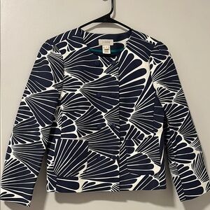 J Crew 95% Cotton Double Breasted Fanfare Blue Blazer Jacket Size 4